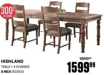 Highland Table + 4 Chaises