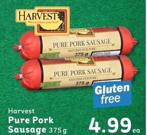 IGA Harvest Pure Pork Sausage 375 g offer