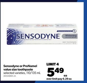 Real Canadian Superstore Sensodyne or pronamel value size toothpaste, 110/135 ml offer