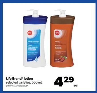 Real Canadian Superstore Life brand® lotion, 600 ml offer