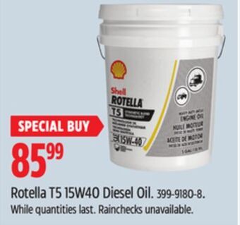 Canadian Tire Shell rotella t5 15w40 diesel oil offer