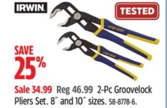 Canadian Tire Irwin 2-pc groovelock pliers set offer