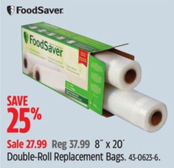 Canadian Tire Foodsaver 8" x 20' double-roll replacement bags offer