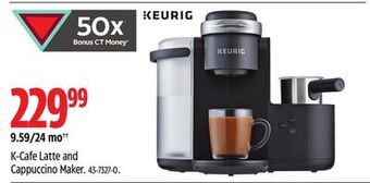 Canadian Tire Keurig k-cafe latte and cappuccino maker offer