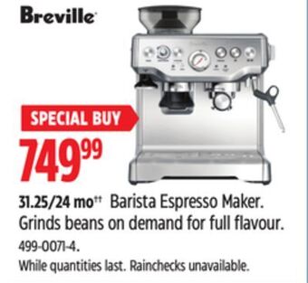 Canadian Tire Breville barista espresso maker offer
