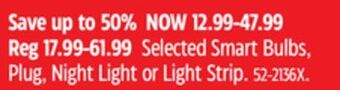 Canadian Tire Globe selected smart bulbs, plug, night light or light strip offer