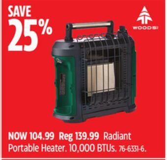Canadian Tire Woods radiant portable heater offer