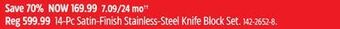 Canadian Tire Henckels 14-pc satin-finish stainless-steel knife block set offer