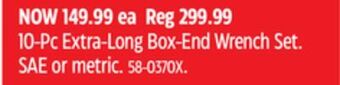 Canadian Tire Maximum 10-pc extra-long box-end wrench set offer