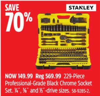 Canadian Tire Stanley 229-piece professional-grade black chrome socket set offer