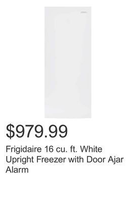 Costco Frigidaire 16 cu. ft. white upright freezer with door ajar alarm offer