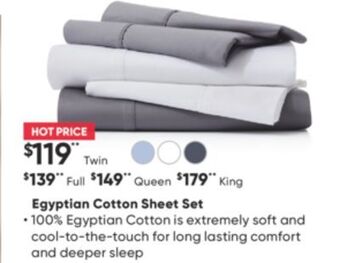 Sleep Country Egyptian cotton sheet set offer