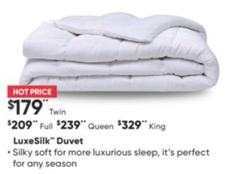 Sleep Country Luxesilk duvet offer