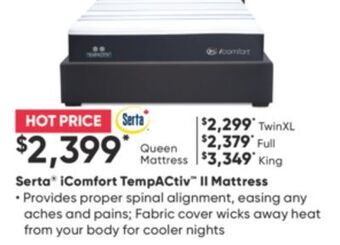 Sleep Country Serta® icomfort tempactiv ii mattress offer