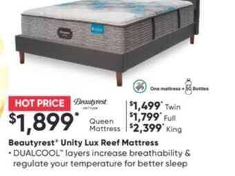 Sleep Country Beautyrest® unity lux reef mattress offer
