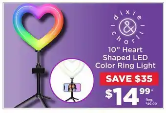 Showcase Dixie & charli 10" heart shaped led color ring light offer