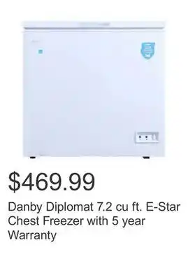 Costco Danby diplomat 7.2 cu ft. e-star chest freezer with 5 year warranty offer