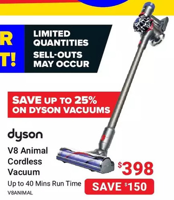 Visions Electronics Dyson v8 animal cordless vacuum offer