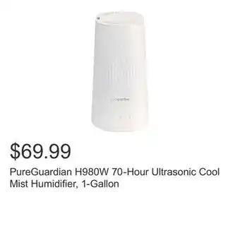 Costco Pureguardian h980w 70-hour ultrasonic cool mist humidifier, 1-gallon offer