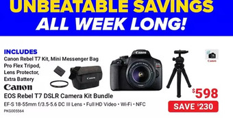Visions Electronics Canon eos rebel t7 dslr camera kit bundle offer