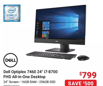 Visions Electronics Dell optiplex 7460 24" i7-8700 fhd all-in-one desktop offer