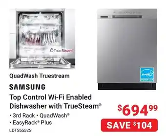 Visions Electronics Samsung top control wi-fi enabled dishwasher with truesteam offer