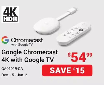 Visions Electronics Google chromecast 4k with google tv offer