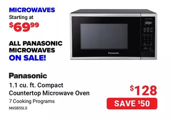 Visions Electronics Panasonic 1.1 cu. ft. compact countertop microwave oven offer