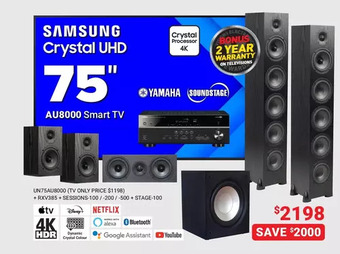 Visions Electronics Samsung crystal uhd 75" au8000 smart tv offer