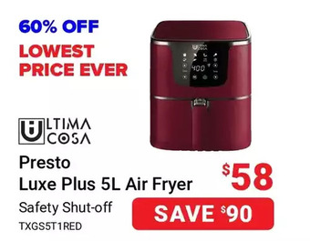 Visions Electronics Ultima cosa presto luxe plus 5l air fryer offer