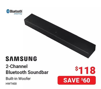 Visions Electronics Samsung 2-channel bluetooth soundbar offer