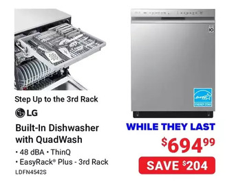 Visions Electronics Lg built-in dishwasher with quadwash offer