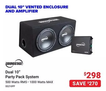 Visions Electronics Soundstage dual 10" party pack system offer