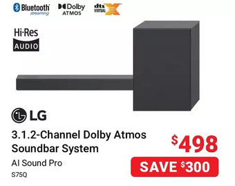 Visions Electronics Lg 3.1.2-channel dolby atmos soundbar system offer