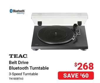 Visions Electronics Teac belt drive bluetooth turntable offer