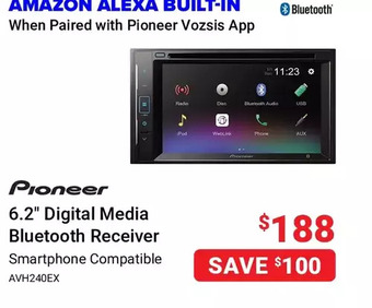Visions Electronics Pioneer 6.2" digital media bluetooth receiver offer