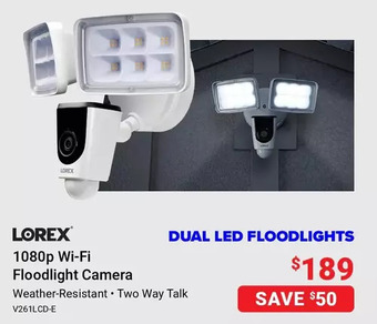 Visions Electronics Lorex 1080p wi-fi floodlight camera offer