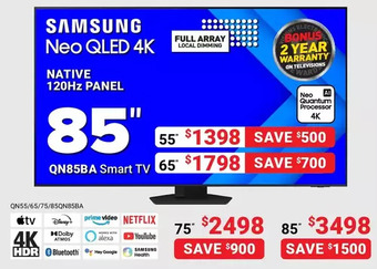 Visions Electronics Samsung 85" qn85ba smart tv offer