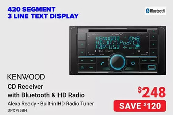 Visions Electronics Kenwood cd receiver with bluetooth & hd radio offer