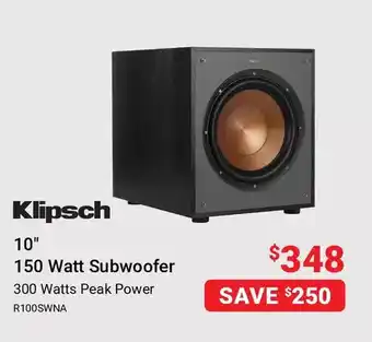 Visions Electronics Klipsch 10" 150 watt subwoofer offer