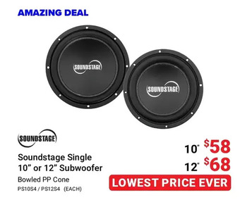 Visions Electronics Soundstage single 10" or 12" subwoofer offer
