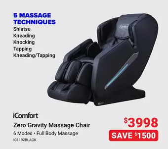 Visions Electronics Icomfort zero gravity massage chair offer