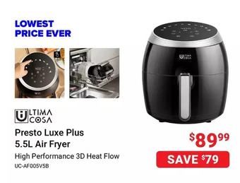 Visions Electronics Ultima cosa presto luxe plus 5.5l air fryer offer