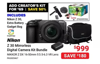 Visions Electronics Nikon z 30 mirrorless digital camera kit bundle offer