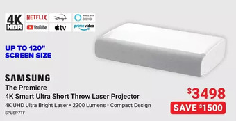 Visions Electronics Samsung the premiere 4k smart ultra short throw laser projector offer