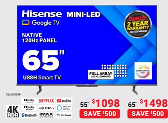 Visions Electronics Hisense smart tv. 65" offer