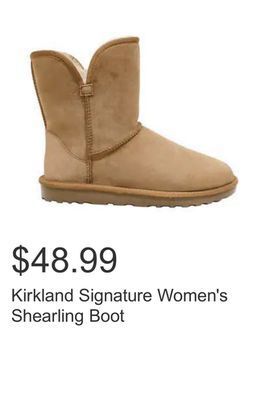 Costco Kirkland signature women's shearling boot offer