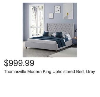 Costco Thomasville modern king upholstered bed, grey offer