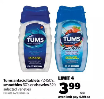 Real Canadian Superstore Tums antacid tablets, smoothies or chewies offer
