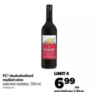 Real Canadian Superstore Pc dealcoholized mulled wine offer